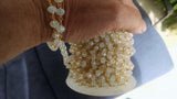 White Opal Beaded Rosary Chains, 6 mm Gold Wire Wrapped CH #317, Opalite Chains - 1 foot