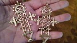 Ethiopian Coptic Cross Pendant, 18 K Gold Antique Gold African Cross Charm #2402, Religious Jewelry