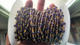 Gold Amethyst Chain, 6 mm Beaded Chains CH# 307, Gold Wire Wrapped Rosary Chain