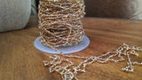 Champagne Crystal Beaded Rosary Chain, 6 mm Gold Wire Wrapped Chains, By the Foot