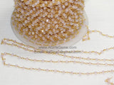 Pink Chains, 4 mm Gold Mystic Pink Chalcedony CH #326, Rondelle Boho Chains