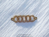 CZ Gold 5 Ring Circle Connector, Cubic Zirconia Circle of Life Link #9, Infinity Link Open Loops