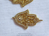 CZ Micro Pave Hamsa Charm, Hand Connector # 66, Bead Cubic Zirconia Protection Charm Pendants for Bracelet or Necklaces