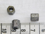 Hexagon Tube Beads, 9 x 9 mm CZ Micro Pave Gunmetal Black Rhodium Plated,Large Hole Beads, Men's Beads Jewelry Findings