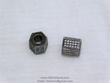 Hexagon Tube Beads, 9 x 9 mm CZ Micro Pave Gunmetal Black Rhodium Plated,Large Hole Beads, Men's Beads Jewelry Findings