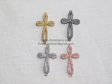 CZ Micro Pave Cross Connector, Black Cross Bracelet Charms #75, Celtic Cross in Black Cubic Zirconia Links Jewelry Making DIY Supplies