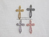 CZ Gold Cubic Zirconia Cross Connector, Silver Sideways Link Cross #75, Black Cross Connectors