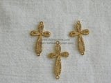 CZ Gold Cubic Zirconia Cross Connector, Silver Sideways Link Cross #75, Black Cross Connectors