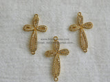 CZ Gold Cubic Zirconia Cross Connector, Silver Sideways Link Cross #75, Black Cross Connectors