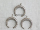 Crescent Moon Charms, #2067, CZ Micro Pave Double Horn Moon Pendant