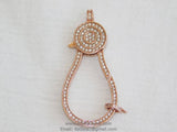 Extra Large Rose Gold Plated Lobster Claw Clasp and Pave Jump ring 24 x 50 mm Connector bead chain necklace Cubic Zirconia Paved CZ Findings