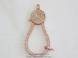 Extra Large Rose Gold Plated Lobster Claw Clasp and Pave Jump ring 24 x 50 mm Connector bead chain necklace Cubic Zirconia Paved CZ Findings