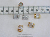 Gold Tube Beads, CZ Micro Pave Large Hole Beads, 10 x 12 mm 18 K Gold Plated