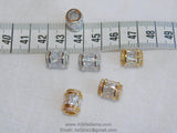 Gold Tube Beads, CZ Micro Pave Large Hole Beads, 10 x 12 mm 18 K Gold Plated # 456