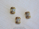Gold Tube Beads, CZ Micro Pave Large Hole Beads, 10 x 12 mm 18 K Gold Plated # 456
