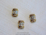 Gold Tube Beads, CZ Micro Pave Large Hole Beads, 10 x 12 mm 18 K Gold Plated
