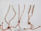 Half Finished Adjustable Bracelets, Rose Gold Unfinished Chain Bracelets, CZ Bracelets with Slide Stopper Bead