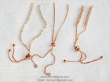 Half Finished Adjustable Bracelets, Rose Gold Unfinished Chain Bracelets, CZ Bracelets with Slide Stopper Bead