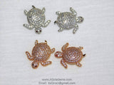 CZ Pave Turtle Tortoise Focal Bead, Silver Gold Animal Focal Beads #123, Black Rose Sea Turtle
