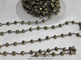 6 mm Faceted Pyrite Gunmetal Chain Gunmetal Black Chains CH #504 Genuine Natural Pyrite Bead Oxidized Chain 1 3 5 10 feet Roll