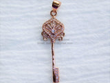 CZ Rose Gold Plated, Cubic Zirconia, Paved Key Bead #12