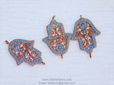 Blue Turquoise Rose Gold Plated Hasma Hand Sideways Connector Bead Protection Hasma Link Connector Pendant for Bracelet Necklace AGGSM66