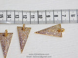 Triangle Pendant, CZ Micro Pave, Arrowhead Charms #51 with CZ Bail for Necklace