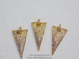 Triangle Pendant, CZ Micro Pave, Arrowhead Charms #51 with CZ Bail for Necklace