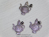 CZ Micro Paved Teapot Bead Charm, Cubic Zirconia Silver Coffee pot Charm Dangle, Bracelet Necklace AG3