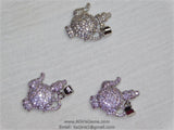 CZ Micro Paved Teapot Bead Charm, Cubic Zirconia Silver Coffee pot Charm Dangle, Bracelet Necklace AG3