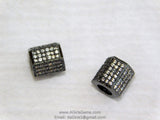 Hexagon Tube Beads, 9 x 9 mm CZ Micro Pave Gunmetal Black Rhodium Plated,Large Hole Beads, Men's Beads Jewelry Findings