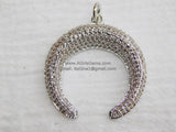 Crescent Moon Charms, #2067, CZ Micro Pave Double Horn Moon Pendant