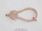 Extra Large Rose Gold Plated Lobster Claw Clasp and Pave Jump ring 24 x 50 mm Connector bead chain necklace Cubic Zirconia Paved CZ Findings