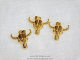 Cow Skull Charm Pendants, Gold Plated Bull Skull Charm AG 28, Boho Jewelry