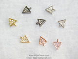Small Triangle Charm, 3 Pcs CZ Pave Tiny Triangle Charms #60, Rose, Gold, Silver, Black, 5 x 7 mm