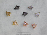Small Triangle Charm, 3 Pcs CZ Pave Tiny Triangle Charms #60, Rose, Gold, Silver, Black, 5 x 7 mm