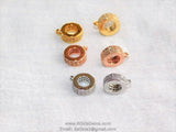 Micro Pave CZ Charm Holder Connector Rings, AG 77, Large Hole 1 Row CZ Slide Spacer Big Circle Beads