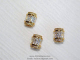 Gold Tube Beads, CZ Micro Pave Large Hole Beads, 10 x 12 mm 18 K Gold Plated # 456
