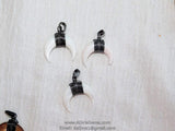 White Double Horn Pendant, Gunmetal Black Wire Wrapped Mini Crescent Moon Charms, Natural Shell Boho Pendant DIY Jewelry Supplies