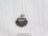 Micro Pave Purse Charms, 925 Sterling Silver Paved Marcasite Longevity Lock Pendant, Black Charm Dangle