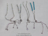 Half Finished Adjustable Bracelets, Silver Plated Adjustable Unfinished Chain Bracelets #543, CZ Turquoise Blue Bracelets Slide Stopper Bead