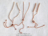 Half Finished Adjustable Bracelets, Rose Gold Unfinished Chain Bracelets, CZ Bracelets with Slide Stopper Bead