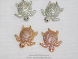 CZ Pave Turtle Tortoise Focal Bead, Silver Gold Animal Focal Beads #123, Black Rose Sea Turtle