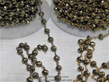 6 mm Faceted Pyrite Gunmetal Rosary Chain Gunmetal Black Chains CH #504 Genuine Natural Pyrite Bead Oxidized Chain 1 3 5 10 feet Roll