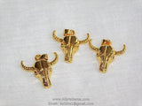 Cow Skull Charm Pendants, Gold Plated Bull Skull Charm AG 28, Boho Jewelry