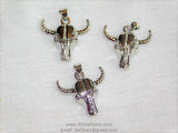 Cow Skull Charms, Bull Skull Charm Boho Style, Silver Rhodium Plated Western Cowboy Jewelry