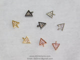 Small Triangle Charm, 3 Pcs CZ Pave Tiny Triangle Charms #60, Rose, Gold, Silver, Black, 5 x 7 mm