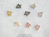 Small Triangle Charm, 3 Pcs CZ Pave Tiny Triangle Charms #60, Rose