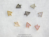 Small Triangle Charm, 3 Pcs CZ Pave Tiny Triangle Charms #60, Rose, Gold, Silver, Black, 5 x 7 mm