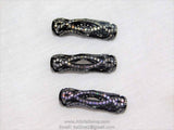 CZ Micro Pave Tube Beads, AG #495, Silver or Black Big Hole Beads